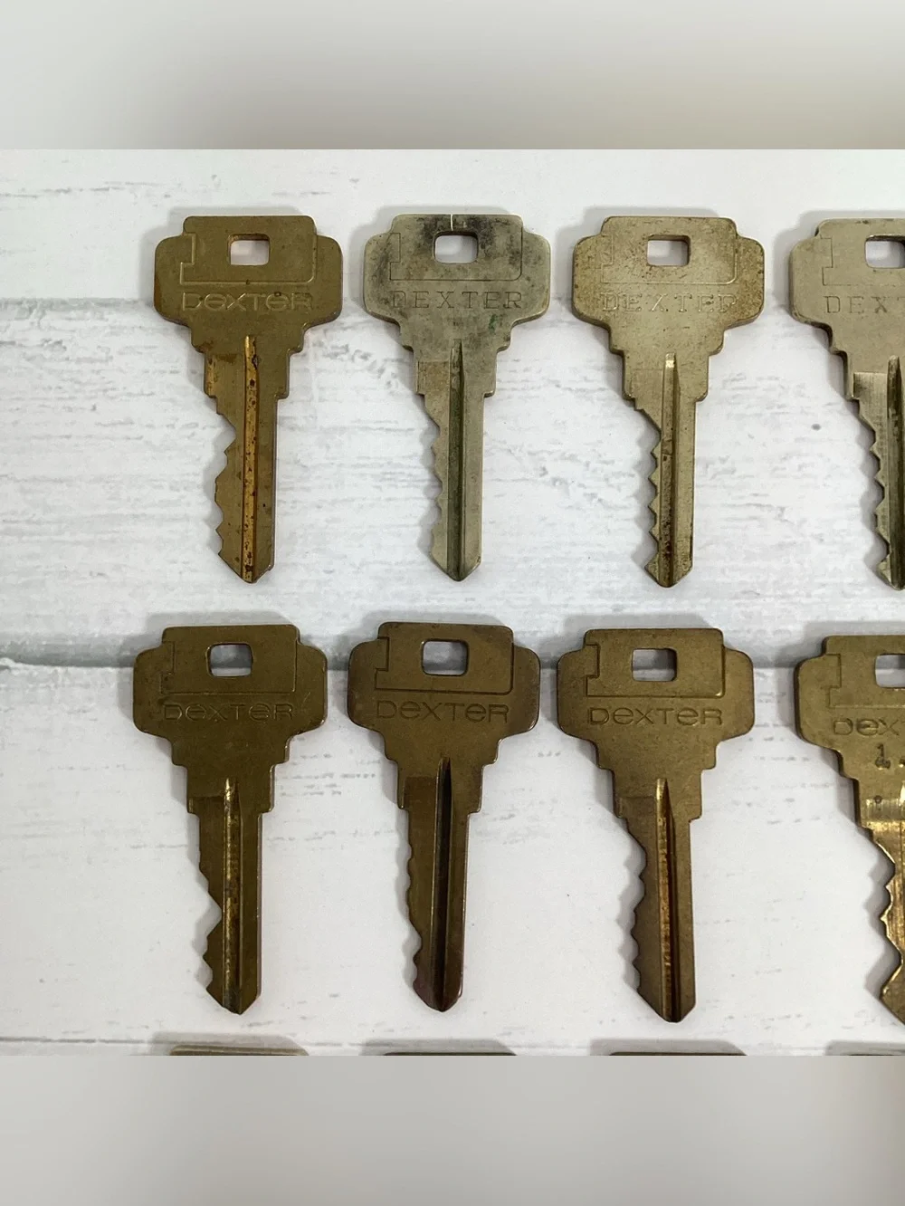 Lot 24 Vintage Brass Dexter Keys - Crafts Steampunk Collection Display Art